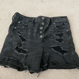 american eagle black ripped shorts size 4